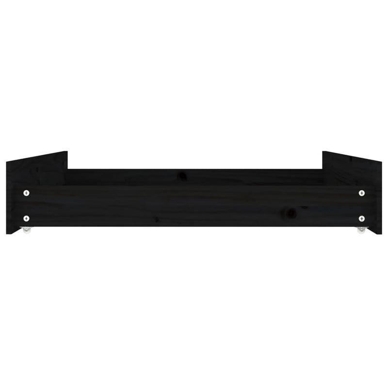 vidaXL Bed Drawers 2 pcs Black Solid Wood Pine