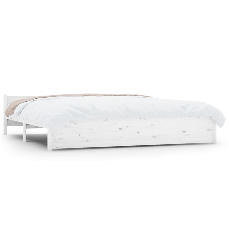 vidaXL Bed Frame without Mattress White Solid Wood 183x203 cm King