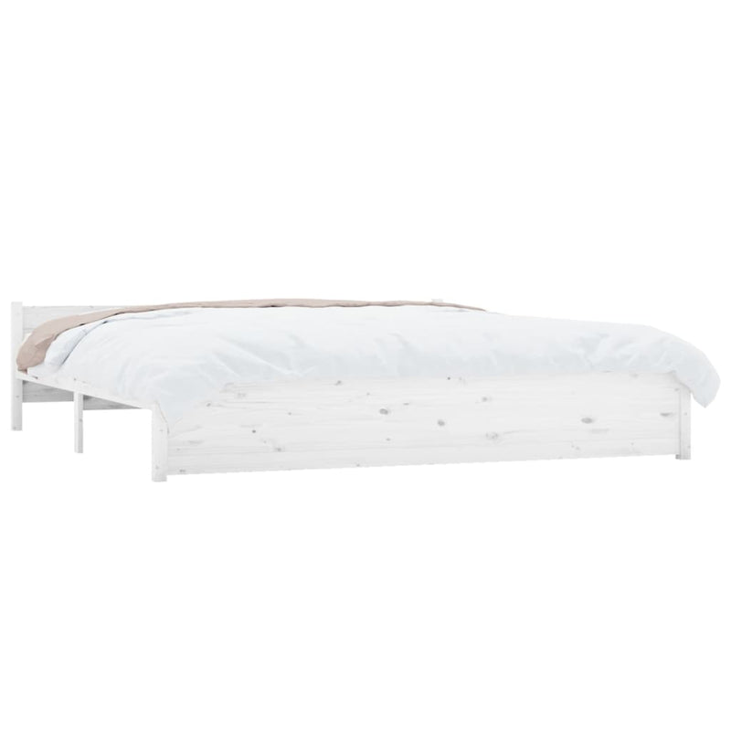vidaXL Bed Frame without Mattress White Solid Wood 183x203 cm King