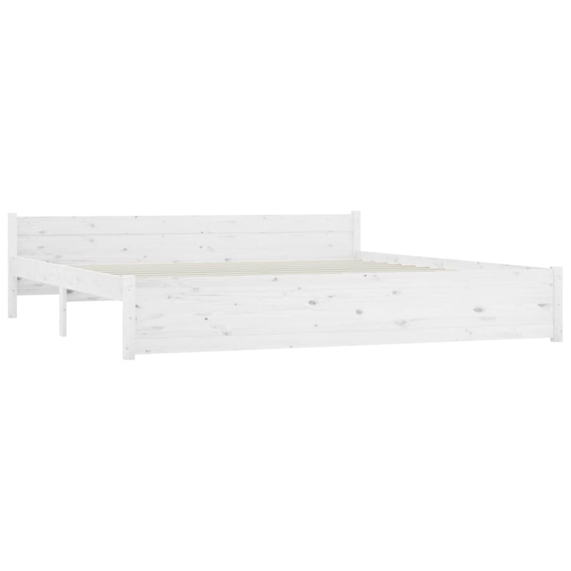 vidaXL Bed Frame without Mattress White Solid Wood 183x203 cm King