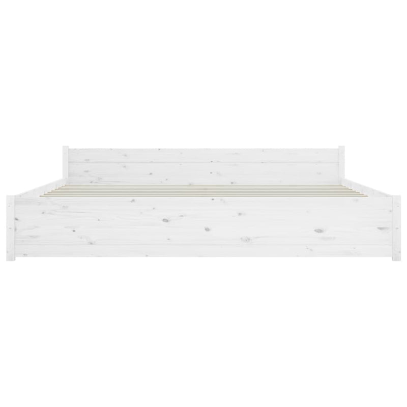 vidaXL Bed Frame without Mattress White Solid Wood 183x203 cm King