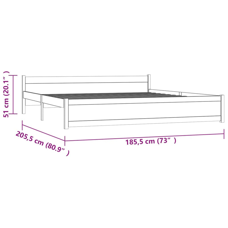 vidaXL Bed Frame without Mattress White Solid Wood 183x203 cm King