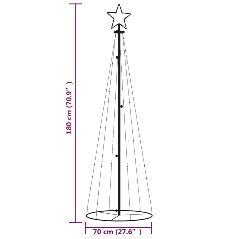 vidaXL Christmas Cone Tree Cold White 108 LEDs 70x180 cm