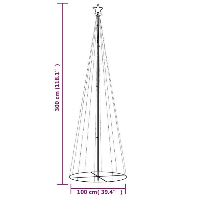 vidaXL Christmas Cone Tree Cold White 310 LEDs 100x300 cm
