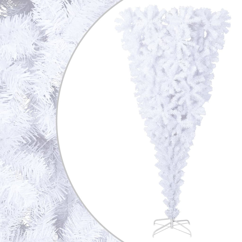 vidaXL Upside-down Artificial Christmas Tree with Stand White 240 cm