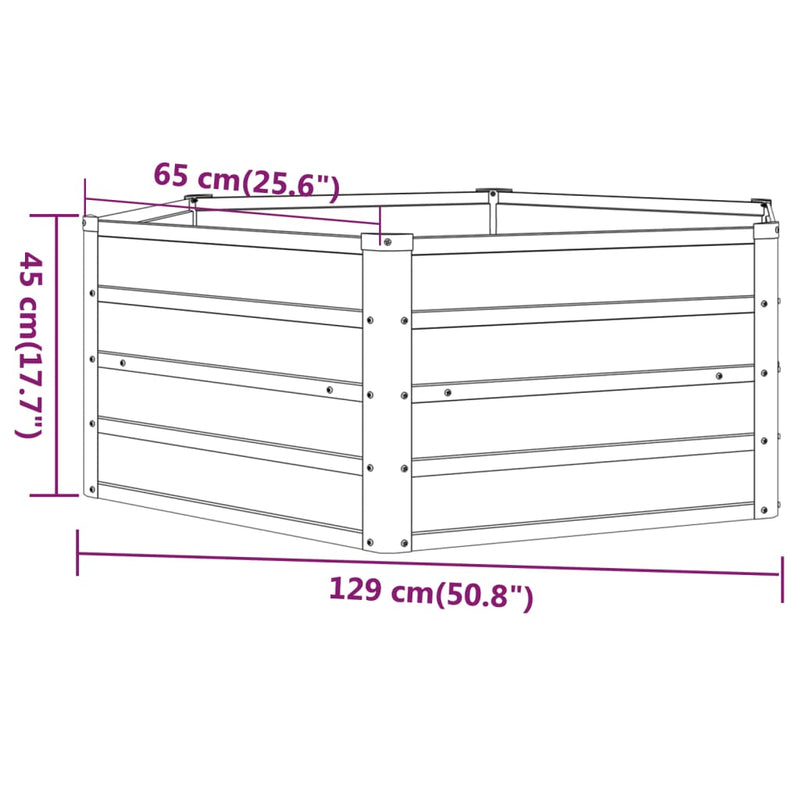 vidaXL Garden Raised Bed Rusty 129x129x45 cm Corten Steel