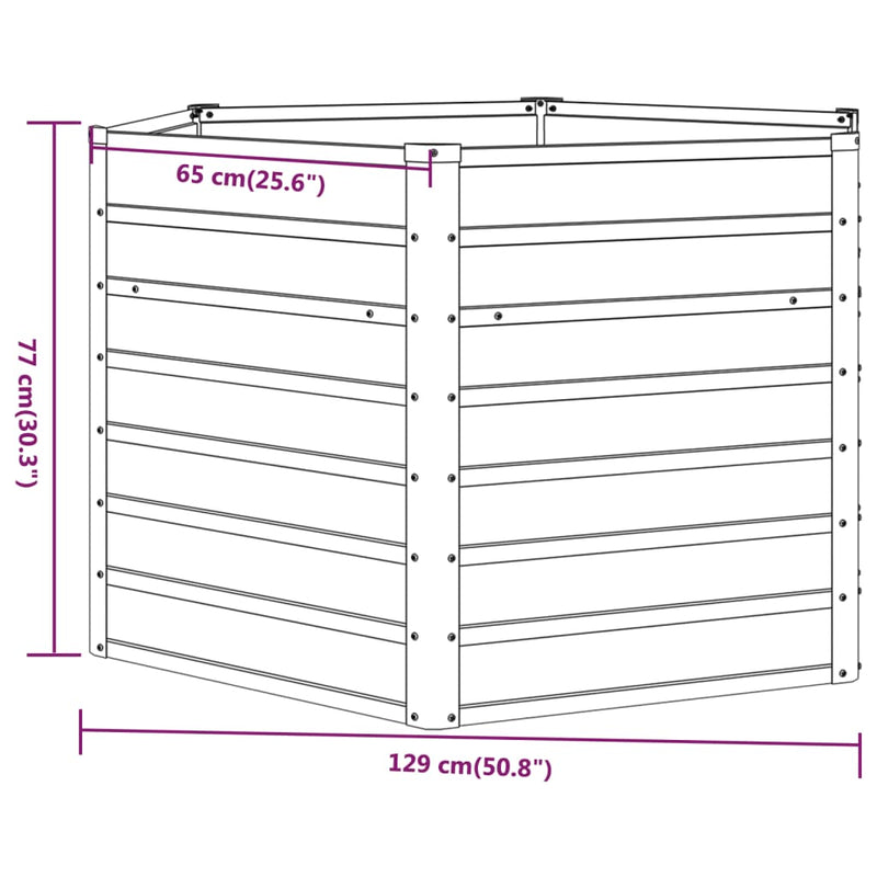 vidaXL Garden Raised Bed Rusty 129x129x77 cm Corten Steel