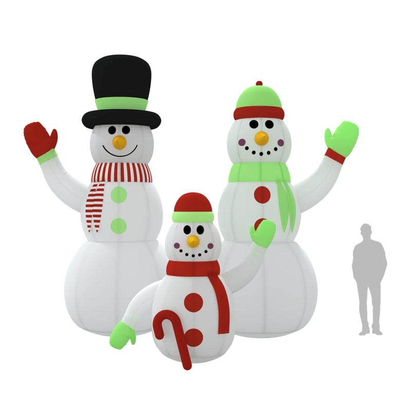 vidaXL Inflatable Snowman Family with LEDs 500 cm