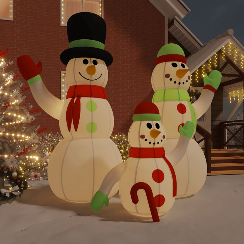 vidaXL Inflatable Snowman Family with LEDs 500 cm
