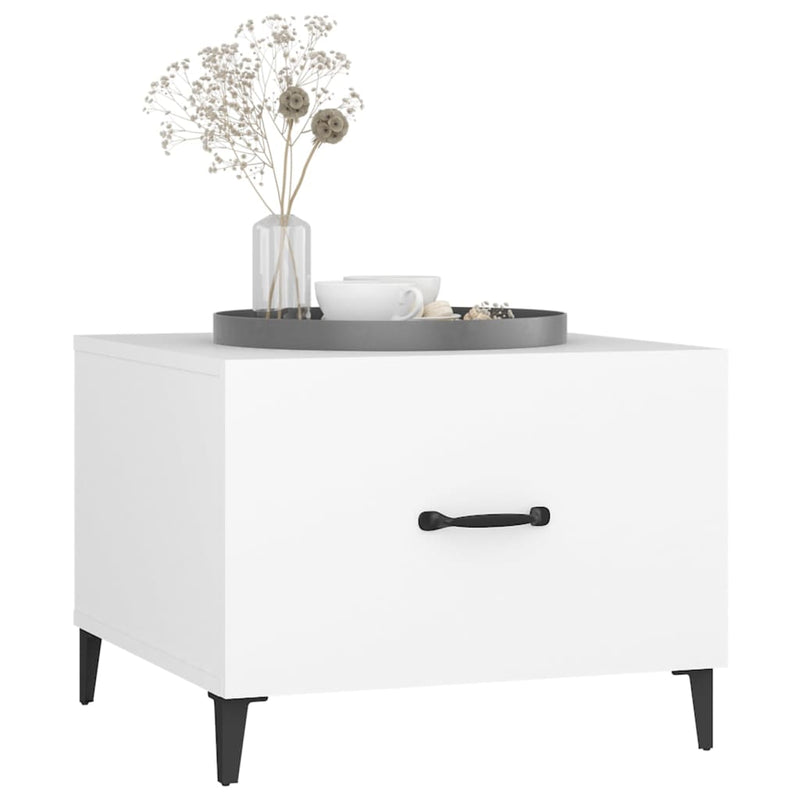 vidaXL Coffee Table with Metal Legs 2 pcs White 50x50x40 cm