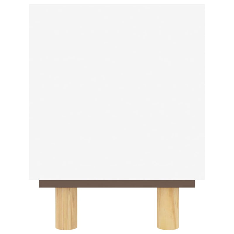 vidaXL TV Cabinet White 105x30x40 cm Solid Wood Pine&Natural Rattan