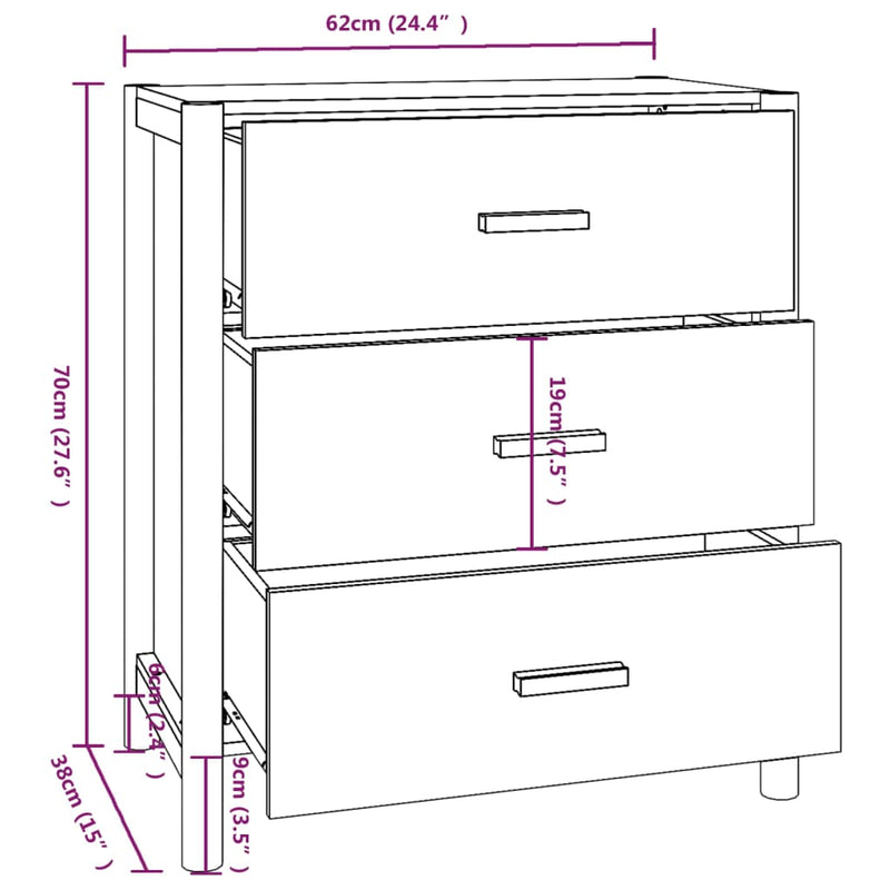 vidaXL Sideboard White 62x38x70 cm Engineered Wood