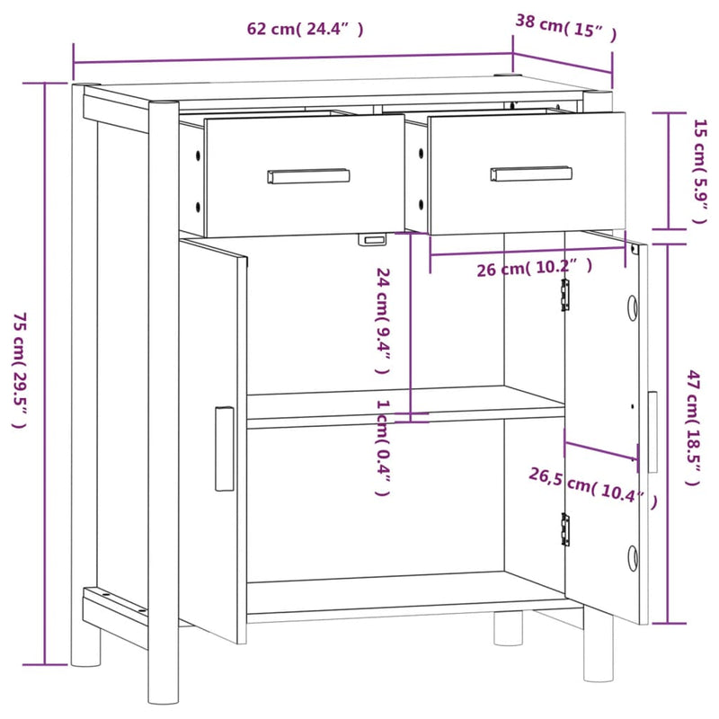 vidaXL Sideboard White 62x38x75 cm Engineered Wood