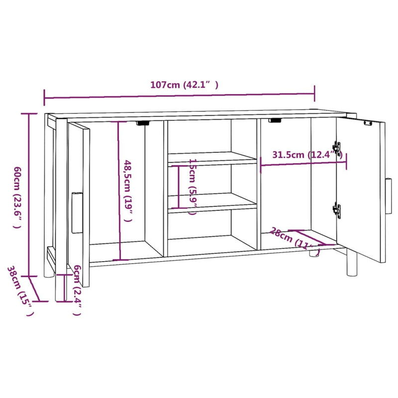 vidaXL Sideboard 107x38x60 cm Engineered Wood