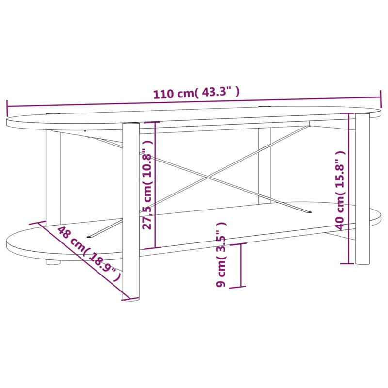 vidaXL Coffee Table 110x48x40 cm Engineered Wood