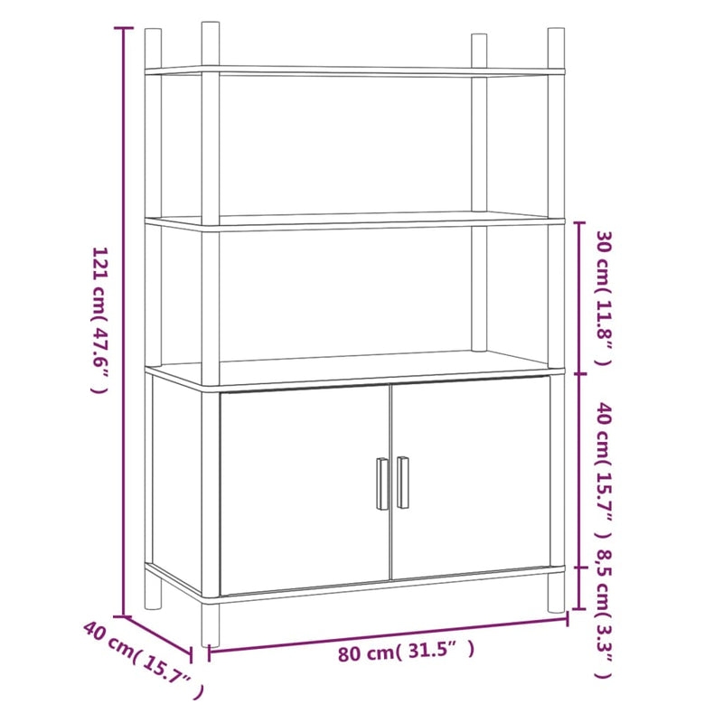 vidaXL Highboard White 80x40x121 cm Engineered Wood