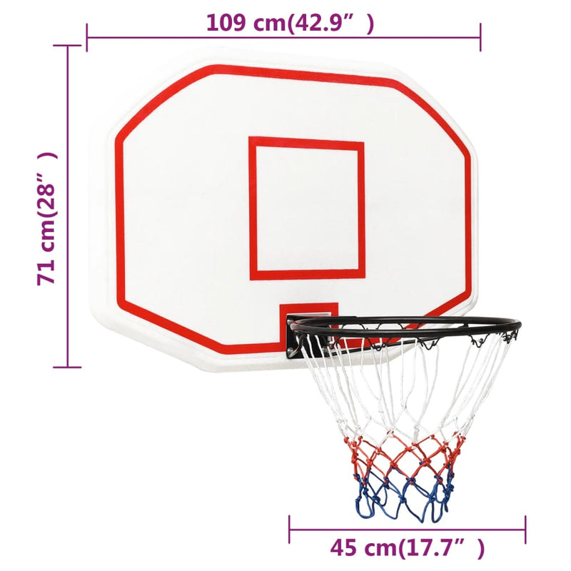 Basketball Backboard White 109x71x3 cm Polyethene