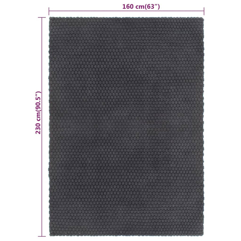 vidaXL Rug Rectangular Anthracite 160x230 cm Cotton