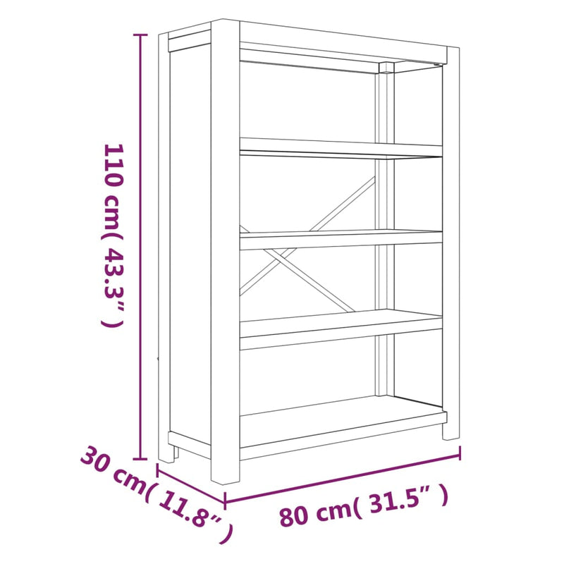 vidaXL 4-Tier Bookcase 80x30x110 cm Solid Wood Acacia