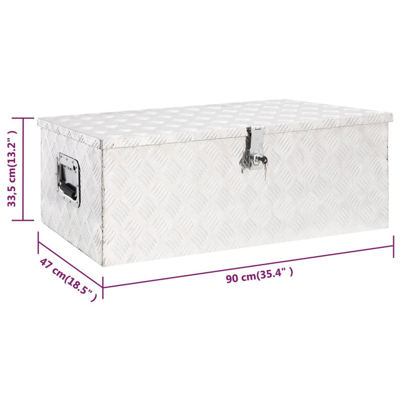vidaXL Storage Box Silver 90x47x33.5 cm Aluminium