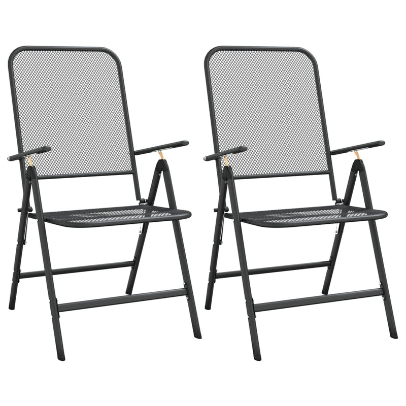 vidaXL 3 Piece Garden Dining Set Expanded Metal Mesh Anthracite