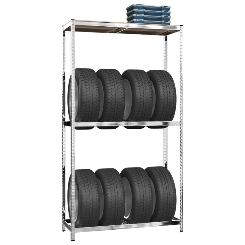 vidaXL 2-Layer Tire Racks 2 pcs Silver 110x40x180 cm Steel