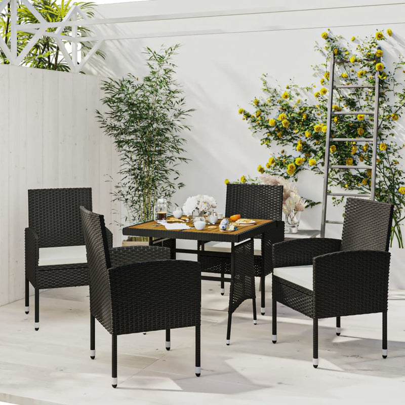 vidaXL 5 Piece Outdoor Dining Set Poly Rattan Black