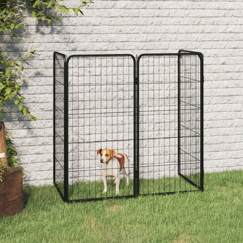 vidaXL Dog Playpen 4 Panels Black 50x100 cm Powder-coated Steel