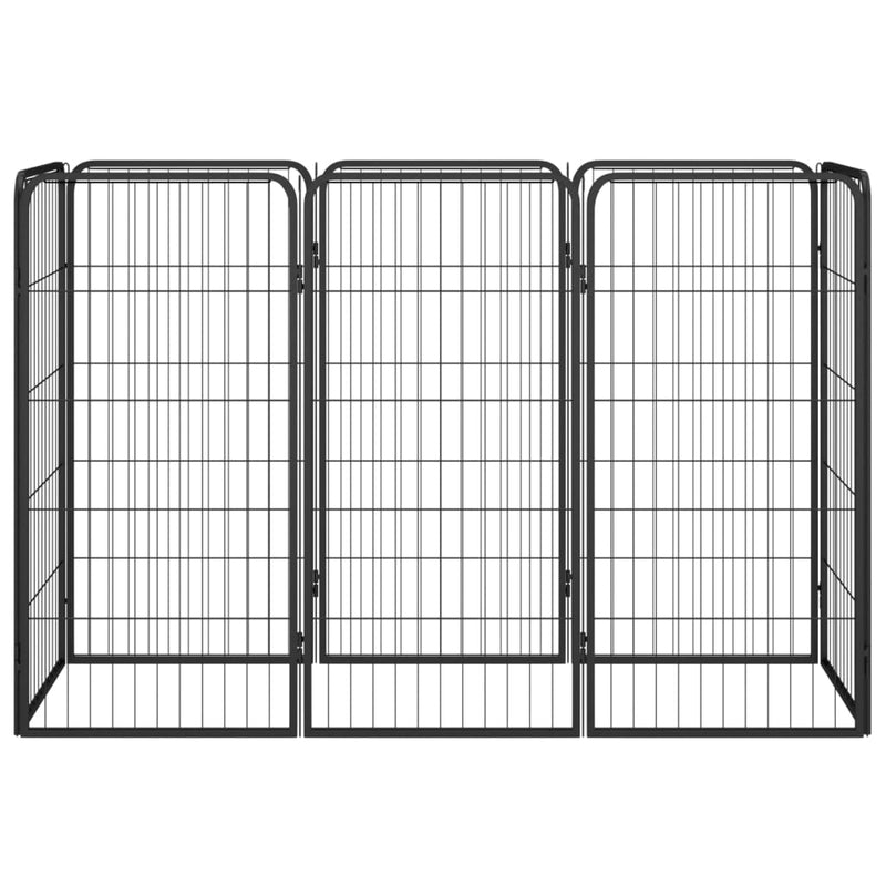 vidaXL 8-Panel Dog Playpen Black 50x100 cm Powder-coated Steel