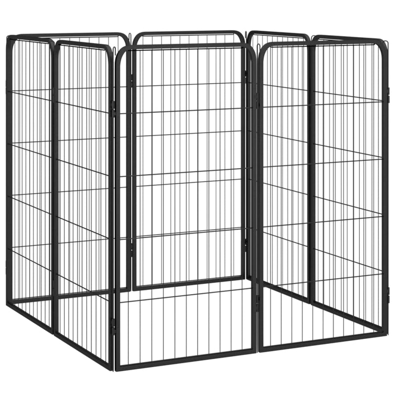 vidaXL 8-Panel Dog Playpen Black 50x100 cm Powder-coated Steel