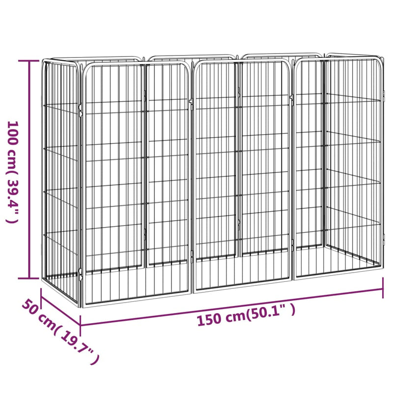 vidaXL 8-Panel Dog Playpen Black 50x100 cm Powder-coated Steel