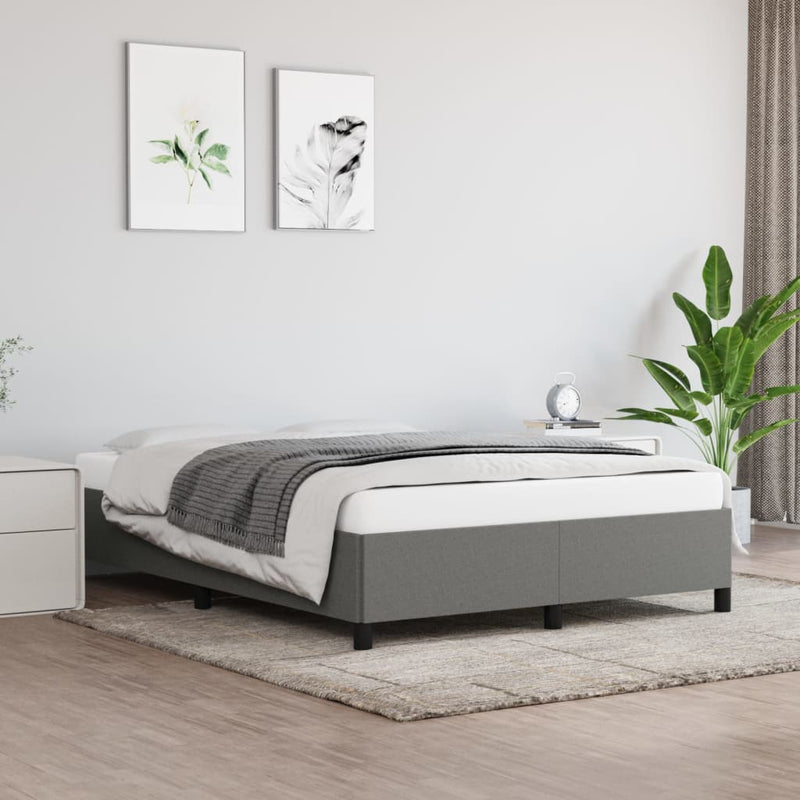 vidaXL Bed Frame without Mattress Dark Grey 152x203 cm Queen Fabric