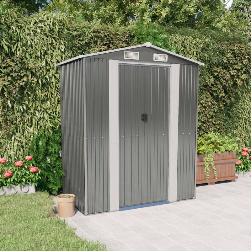 vidaXL Garden Shed Light Grey 192x108x223 cm Galvanised Steel