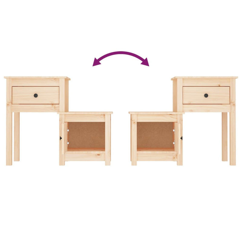 vidaXL Bedside Cabinets 2 pcs 79.5x38x65.5 cm Solid Wood Pine