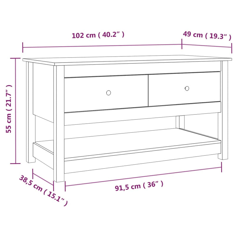 vidaXL Coffee Table 102x49x55 cm Solid Wood Pine