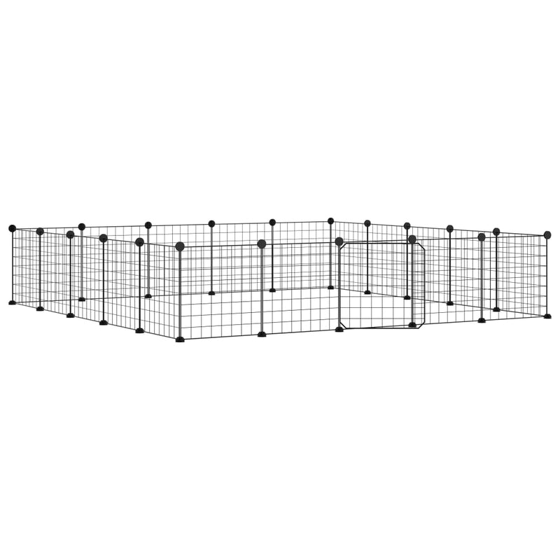 vidaXL 20-Panel Pet Cage with Door Black 35x35 cm Steel