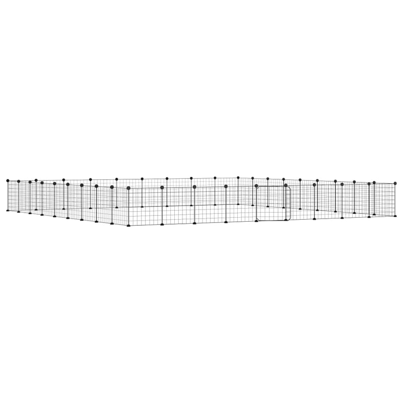 vidaXL 36-Panel Pet Cage with Door Black 35x35 cm Steel