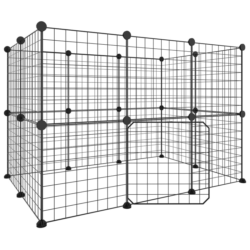 vidaXL 20-Panel Pet Cage with Door Black 35x35 cm Steel