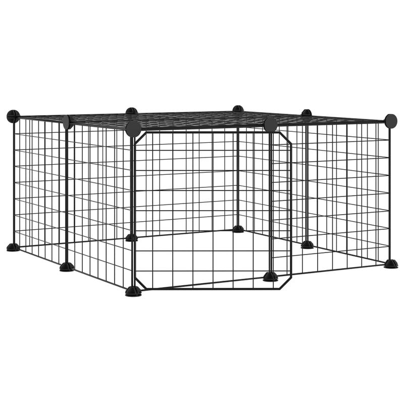 vidaXL 12-Panel Pet Cage with Door Black 35x35 cm Steel