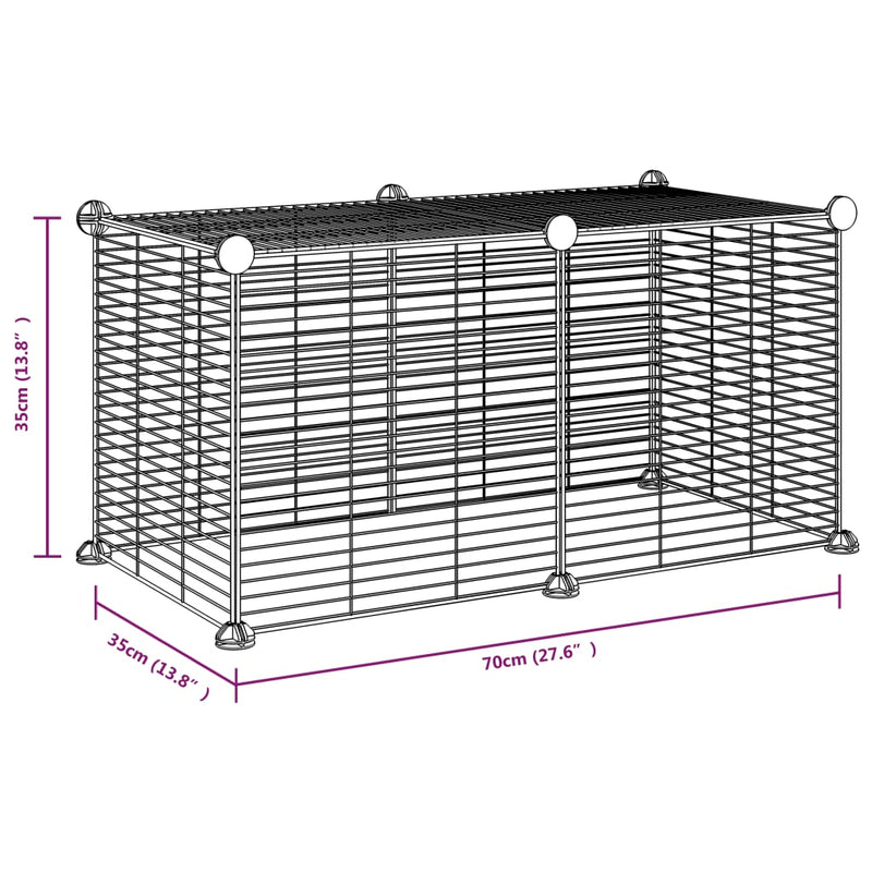 vidaXL 8-Panel Pet Cage Black 35x35 cm Steel