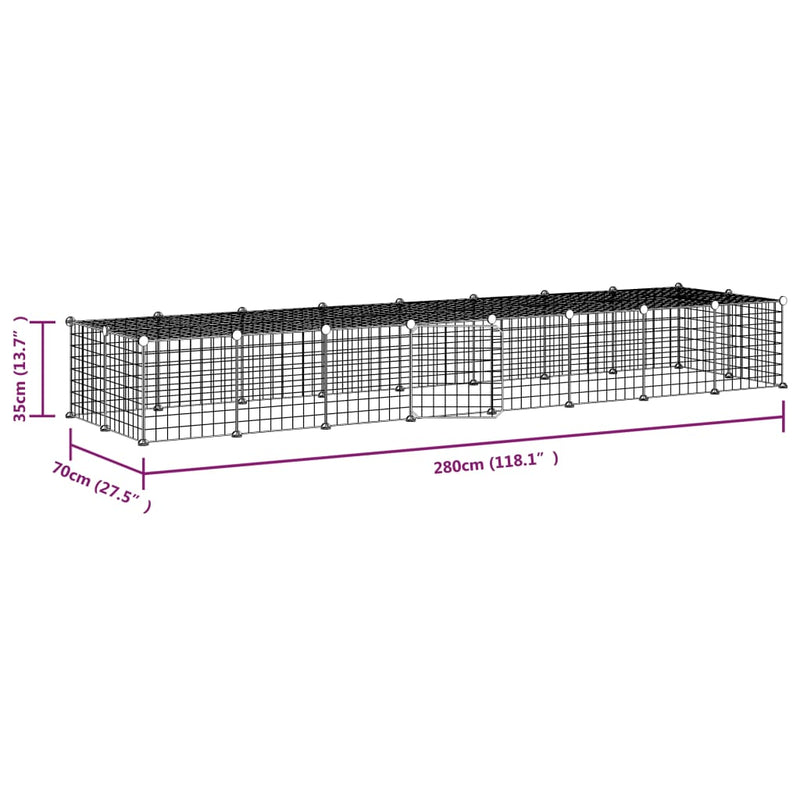 vidaXL 36-Panel Pet Cage with Door Black 35x35 cm Steel