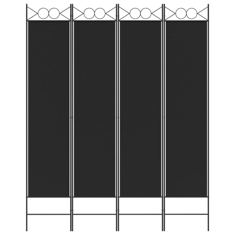 vidaXL 4-Panel Room Divider Black 160x200 cm Fabric
