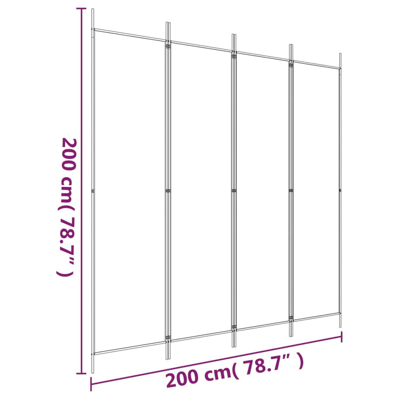 vidaXL 4-Panel Room Divider Black 200x200 cm Fabric
