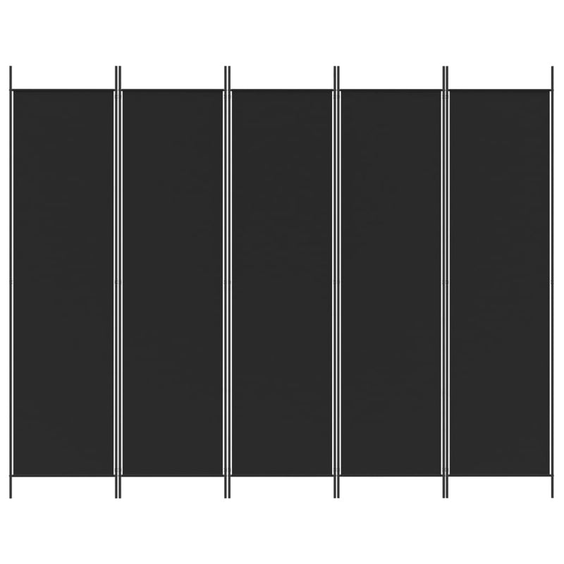 vidaXL 5-Panel Room Divider Black 250x200 cm Fabric