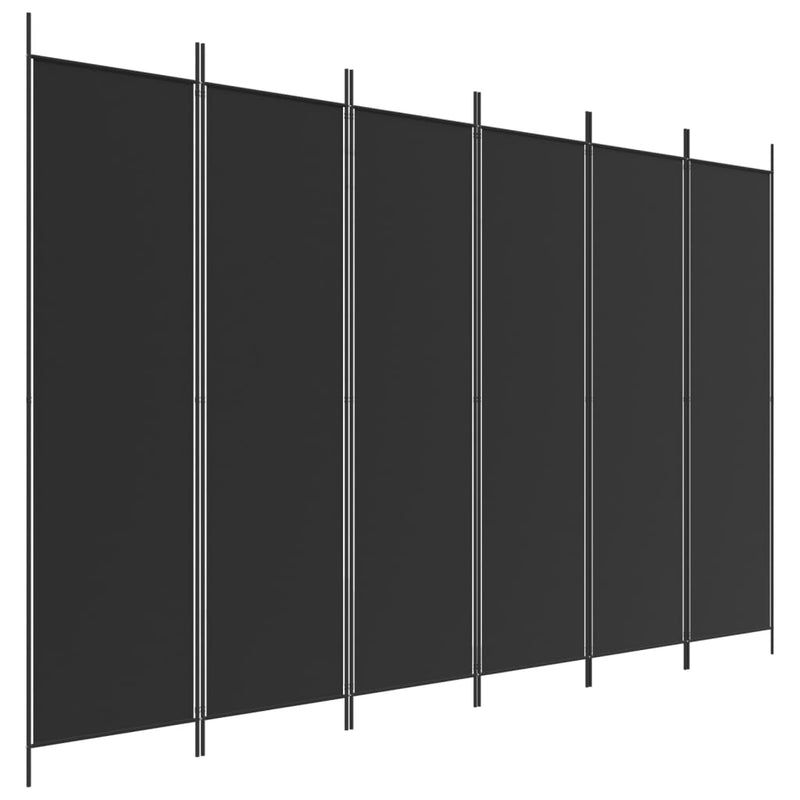 vidaXL 6-Panel Room Divider Black 300x200 cm Fabric