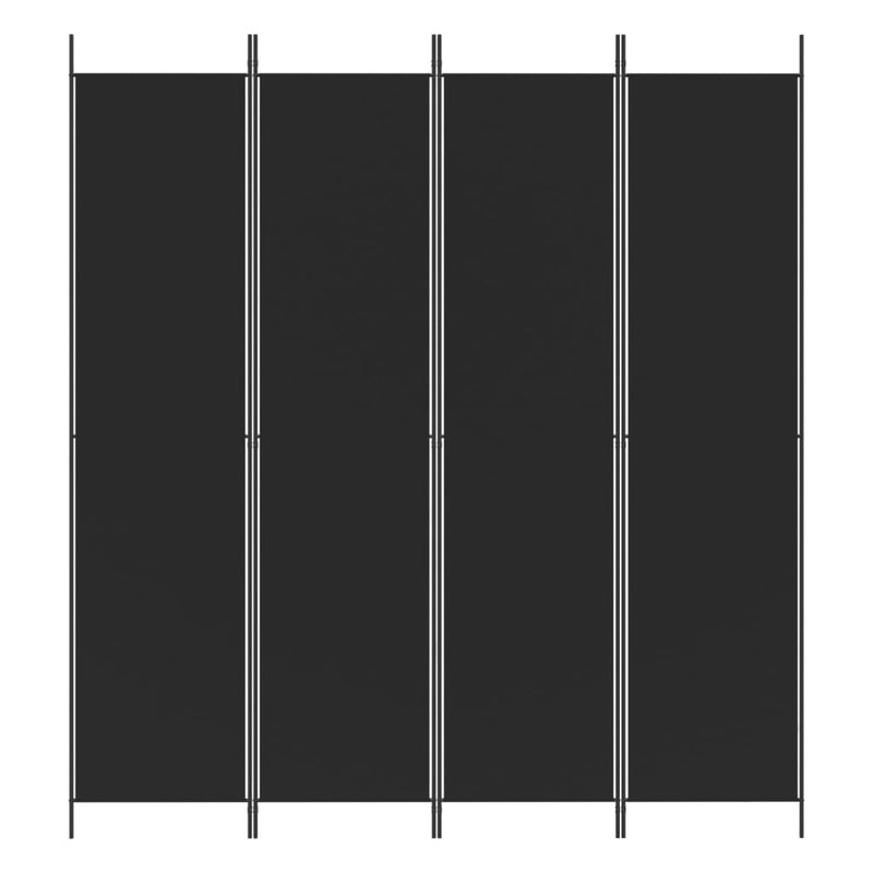 vidaXL 4-Panel Room Divider Black 200x220 cm Fabric