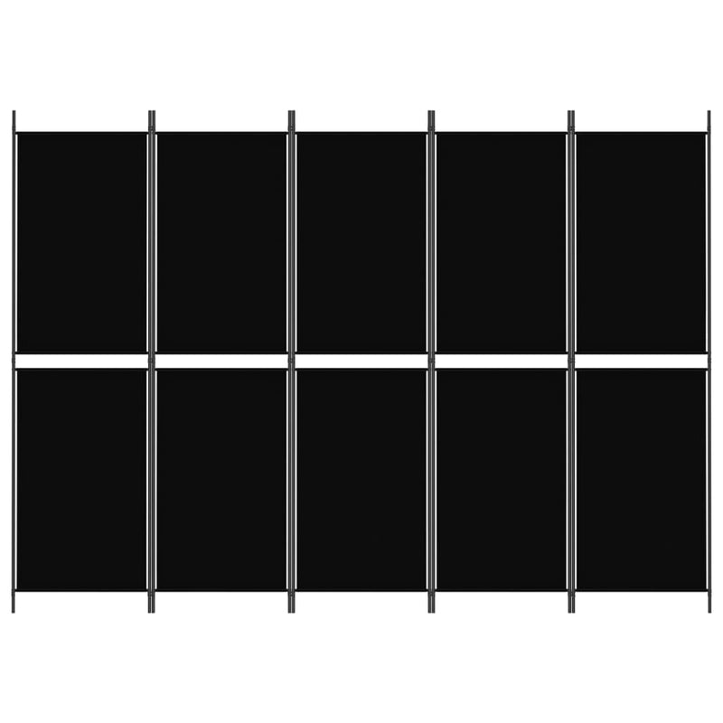 vidaXL 5-Panel Room Divider Black 250x180 cm Fabric