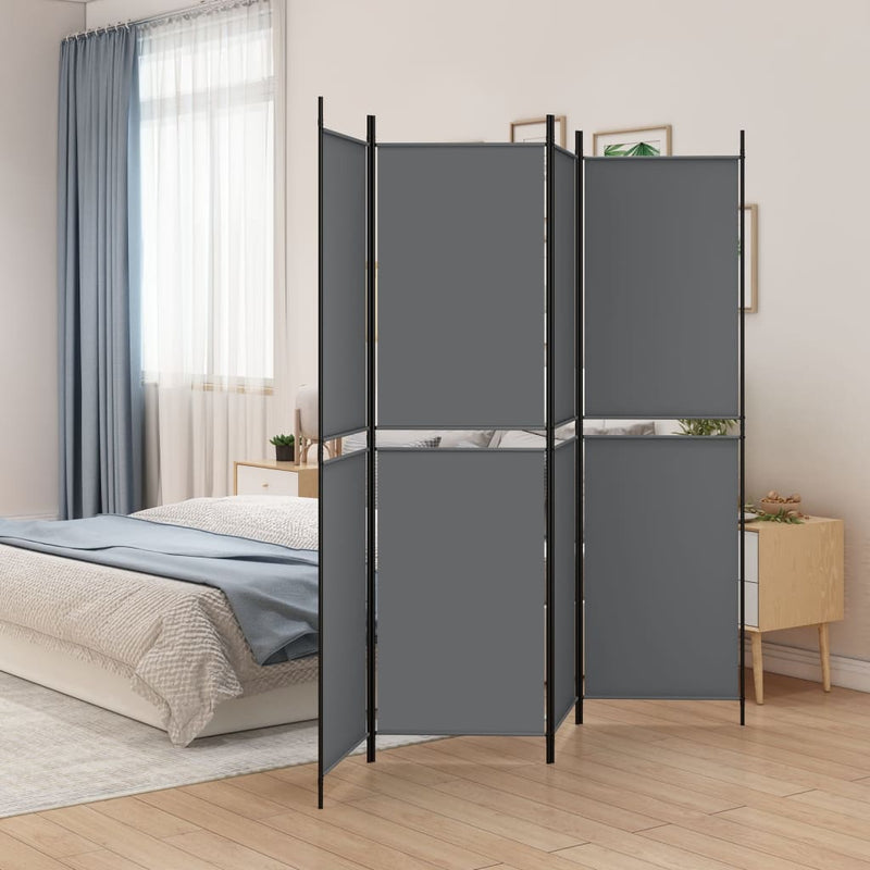 vidaXL 4-Panel Room Divider Anthracite 200x200 cm Fabric