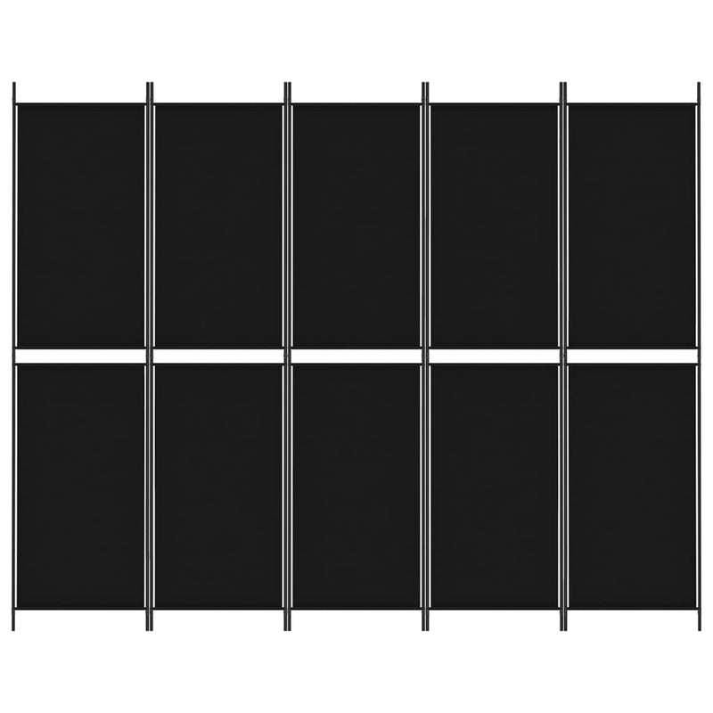 vidaXL 5-Panel Room Divider Black 250x200 cm Fabric
