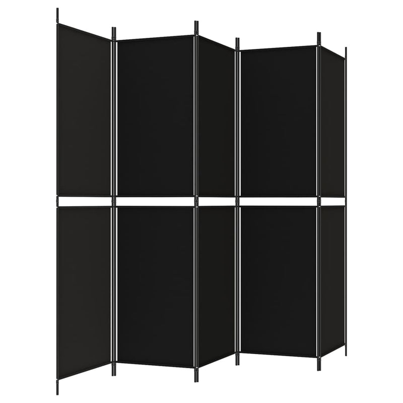 vidaXL 5-Panel Room Divider Black 250x200 cm Fabric